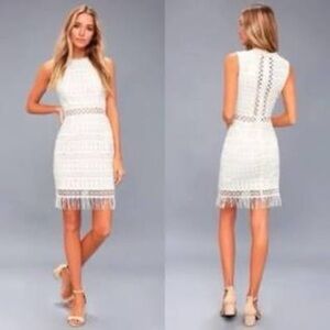Lulu's NWT Kenna White Crochet Lace Sleeveless Bodycon Dress Size XS
